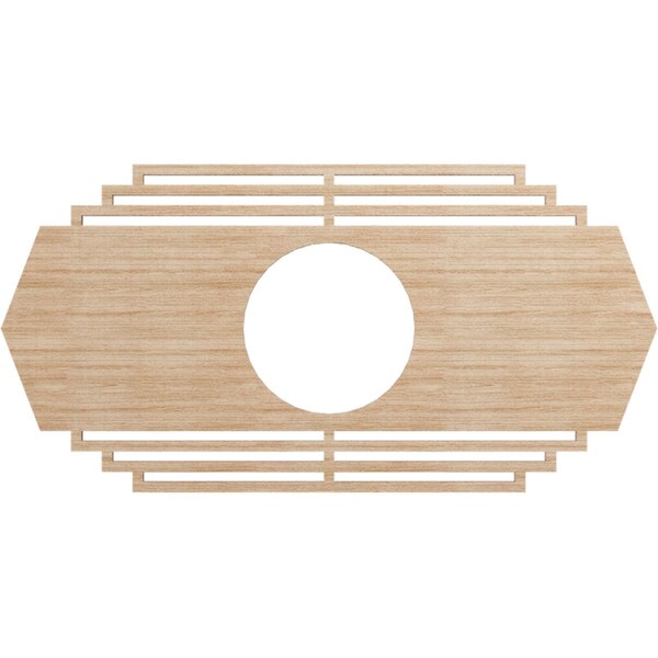 Ekena Millwork Chrysler Wood Fretwork Pierced Ceiling Medallion, Alder, 18"W x 9"H x 4 3/4"ID x 3/8"T CMWP18X09X0375CSAL - main
